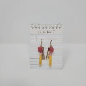 Bella Jack Back to School Apple Pencil Ruler Earrings